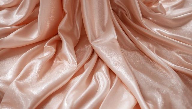 Elegant Peach Pink Satin Drapery Pearl Sheen Cascading Folds Luxury Textile Background