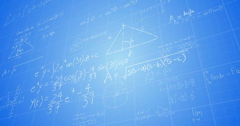Mathematical formulas on blue background