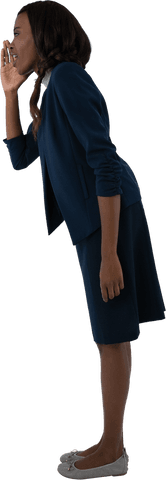 transparent businesswoman in blue suit shouting side view - Download Free Stock Videos Pikwizard.com