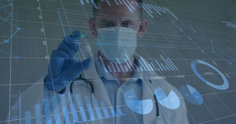 Doctor Analyzing Data in High-Tech Laboratory Environment