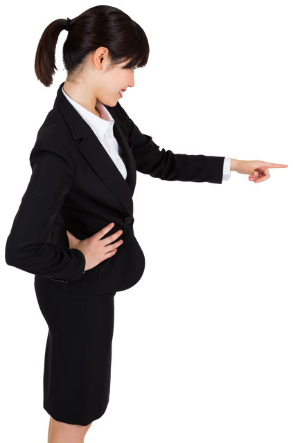 Asian Businesswoman Pointing Right Transparent Background Office - Download Free Stock Videos Pikwizard.com