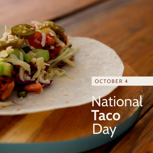 October 4 National Taco Day Celebration with Delicious Taco - Download Free Stock Templates Pikwizard.com