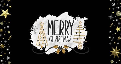 Elegant Black and Gold Merry Christmas Card Design - Download Free Stock Images Pikwizard.com