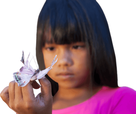 transparent little girl gazing at butterfly in hand - Download Free Stock Videos Pikwizard.com