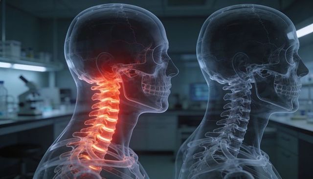 3d cervical spine inflammation illustration highlighting inflamed neck vertebrae