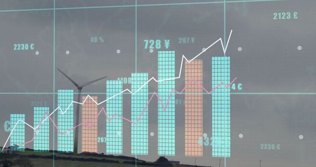 Eco-Friendly Data Visualization with Wind Turbine and Graph Overlay