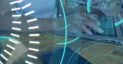 Futuristic Interface: Woman Working on Laptop with 5G Overlay - Download Free Stock Images Pikwizard.com