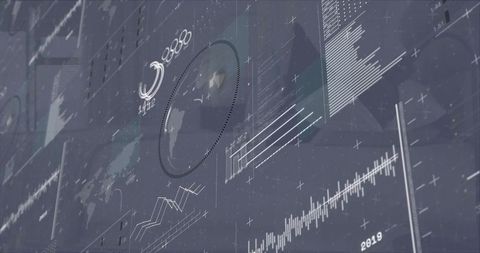 Futuristic Data Analytics Dashboard Projecting Holographic Globe and Financial Charts