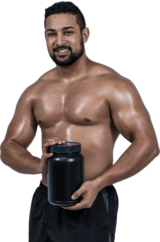 confident muscular man holding protein powder container transparent background - Download Free Stock Videos Pikwizard.com