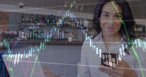 businesswoman analyzing financial data with technology - Download Free Stock Images Pikwizard.com
