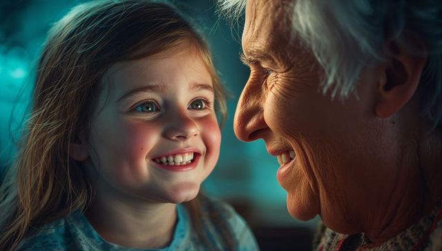 Joyful Moment of Grandchild and Senior's Warm Connection