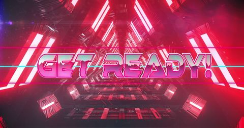 Neon Red Tunnel with Futuristic Get Ready Banner