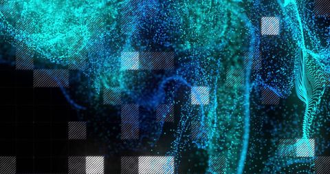 Abstract Digital Data Stream with Blue and Turquoise Particles - Download Free Stock Images Pikwizard.com