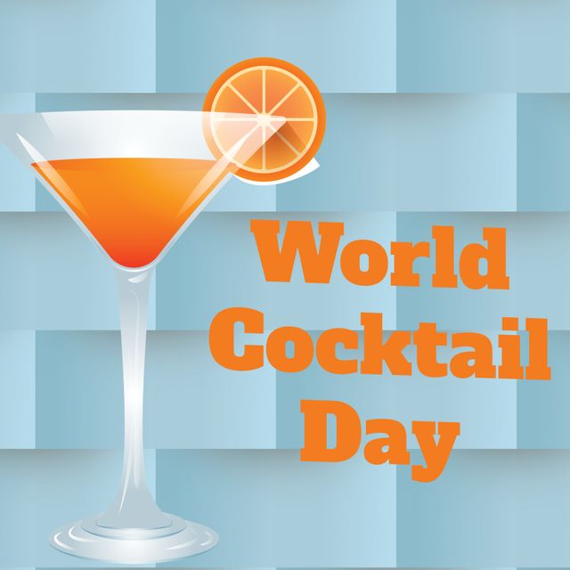 World Cocktail Day Celebration Graphic with Martini Glass and Orange Garnish - Download Free Stock Templates Pikwizard.com