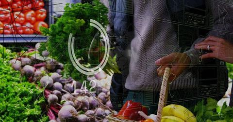 Shoppers Selecting Fresh Produce at Farmers Market