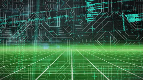 Futuristic Digital Network and Data Processing Visualization