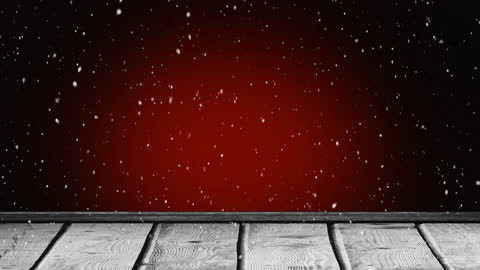 Snowy Falling Scene Over Rustic Wooden Table