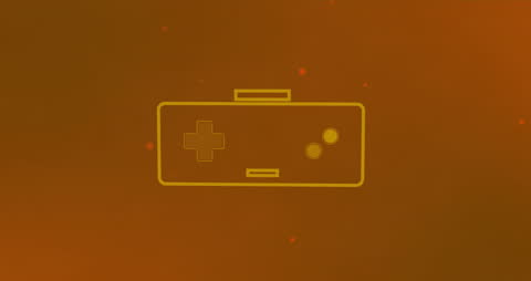 Retro Game Controller Outline on Fiery Abstract Background
