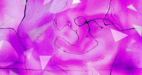 Abstract Purple Swirl with Floating Geometric Shapes