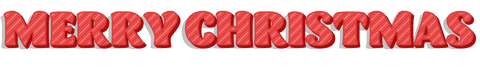 Red Striped Merry Christmas Text on Transparent Background
