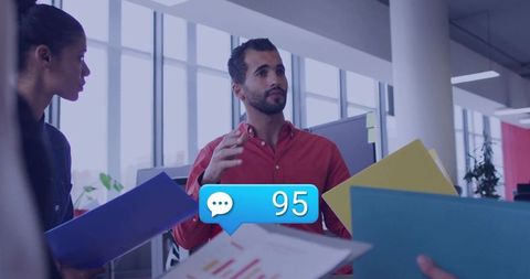 Business presentation with communication notification icon