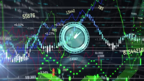 Creative Digital Clock Overlaid on Futuristic Data Visualization