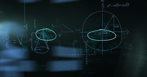 Light Trails Overlaying Geometric Calculus Equations on Black background - Download Free Stock Images Pikwizard.com