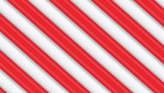 Diagonal red and white glossy stripes featuring beveled metallic texture for modern design