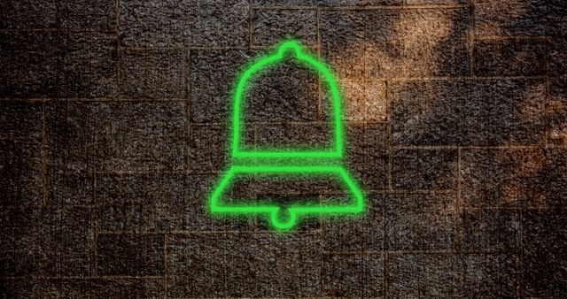 Glowing Neon Bell Icon on Brick Wall - Download Free Stock Images Pikwizard.com