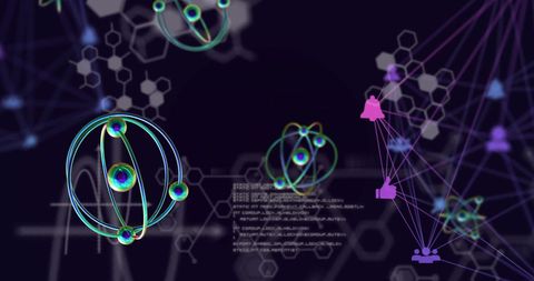 Abstract Scientific Data Processing Illustration with Atomic Models - Download Free Stock Images Pikwizard.com