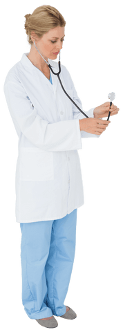 Transparent image of blonde doctor with stethoscope