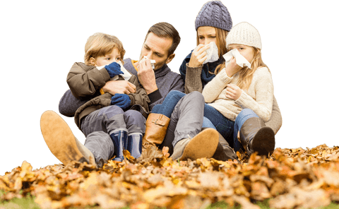 transparent caucasian family sneezing during autumn outdoors - Download Free Stock Videos Pikwizard.com