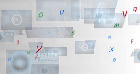 Futuristic Digital Interface with Floating Letters Signal Innovation - Download Free Stock Images Pikwizard.com