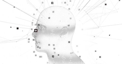 Abstract Digital Human with Floating Technology Elements - Download Free Stock Images Pikwizard.com