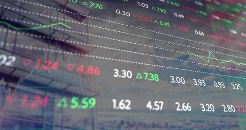 Digital Stock Market Tickers Over Modern Urban Scene - Download Free Stock Images Pikwizard.com