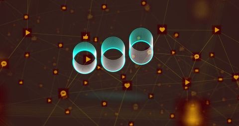 Abstract Digital Network with Circles and Icons