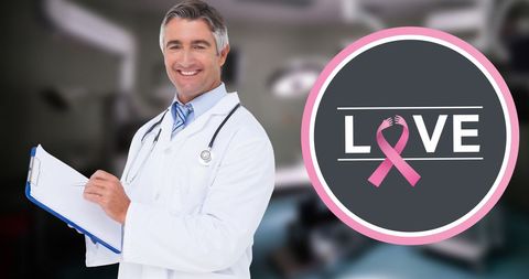 Doctor Promoting Breast Cancer Awareness and Support