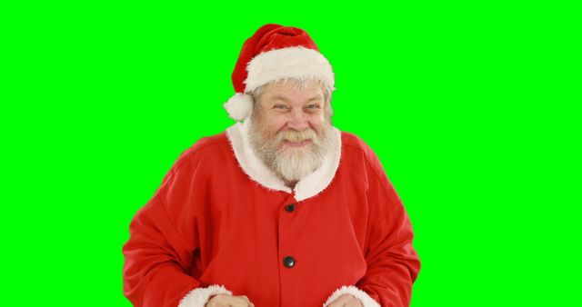 Smiling Santa in Traditional Red Suit on Green Screen Background - Download Free Stock Images Pikwizard.com