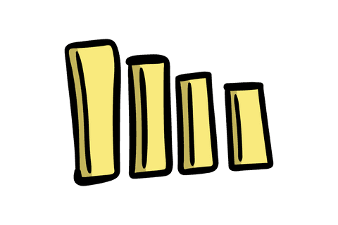 Yellow bar chart illustration on transparent background