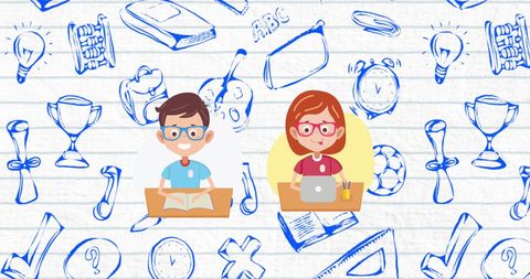 Social Distancing in Education Concept with School Elements