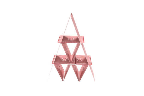 house of red playing cards and transparent pyramid design - Download Free Stock Videos Pikwizard.com