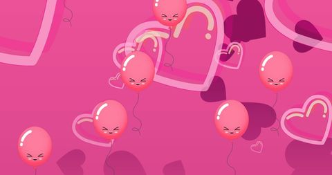 Whimsical Red Balloons and Hearts on Pink Background - Download Free Stock Images Pikwizard.com