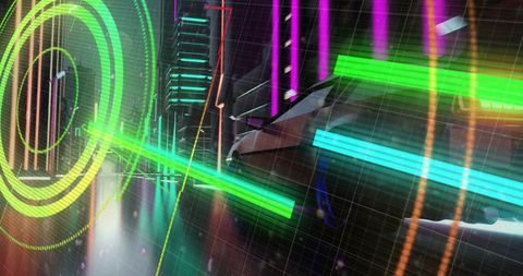 Futuristic Driverless Car Through Neon Cityscape Illustration - Download Free Stock Images Pikwizard.com