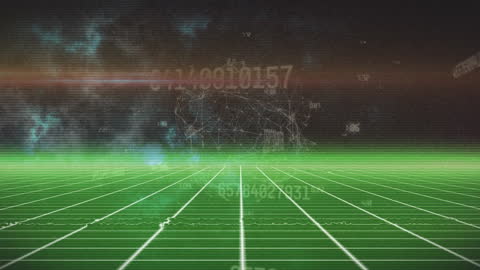 Abstract Futuristic Digital Mesh with Green Grid