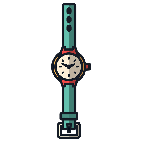 Colorful Watch Icon on Transparent Background