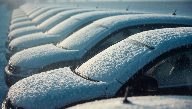 Cars Covered in Snow Highlighting Winter Season