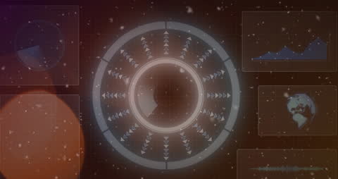 Futuristic Digital Interface Loading with Graphs and Globe