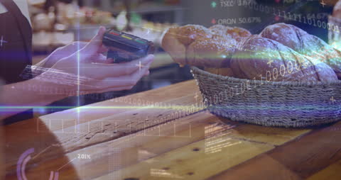 Digital Payment in Modern Café With Financial Technology Overlay