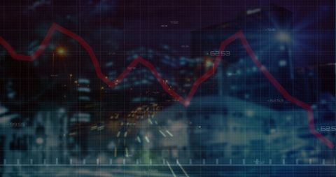 Financial Data Overlay on Night Cityscape Symbolizing Economic Trends - Download Free Stock Images Pikwizard.com