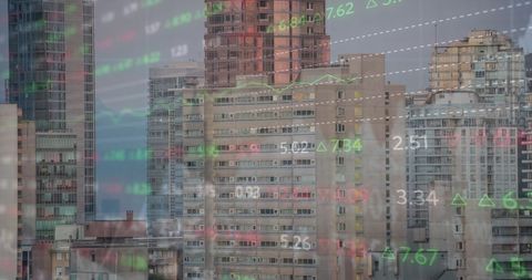 Digital financial trends illuminating urban cityscape